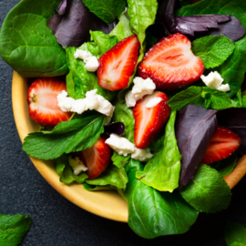 Strawberry, feta, spinach and walnut salad